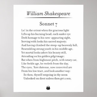 Sonnet 7 by William Shakespeare ポスター