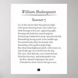 Sonnet 7 by William Shakespeare ポスター
