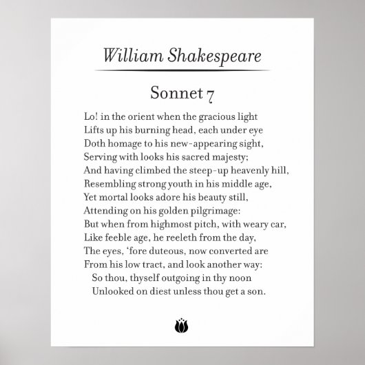 Sonnet 7 by William Shakespeare ポスター (正面)