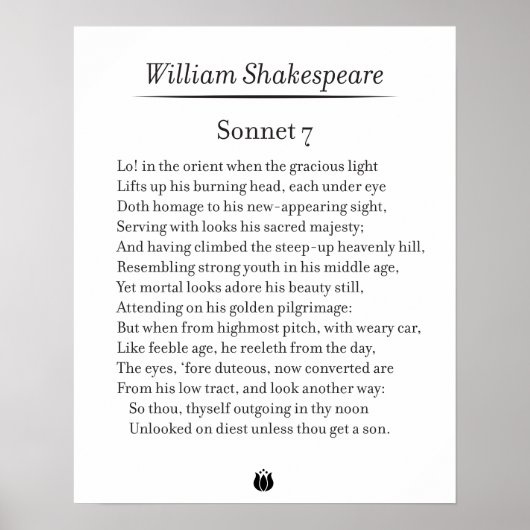 Sonnet 7 by William Shakespeare Poster ポスター (正面)
