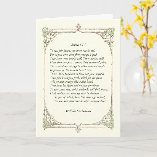 Sonnet Number 104 by William Shakespeare カード (黄色い花)