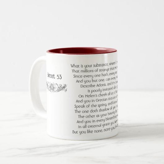 Sonnet Shakespeare 53 | Two-Tone Coffee Mug ツートーンマグカップ (正面左)