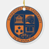Sonnitonの州立大学のシール-海軍かオレンジ セラミックオーナメント (裏面)