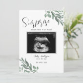 Sonogram Neutral Green Card Baby Announcement 案内状 (スタンド正面)
