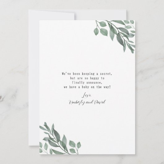 Sonogram Neutral Green Card Baby Announcement 案内状 (裏面)