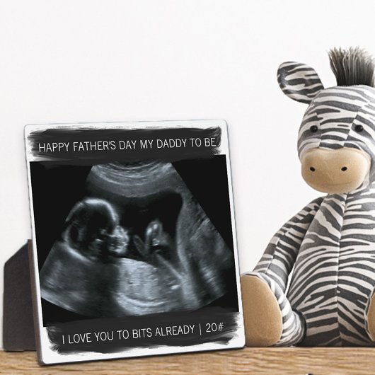 Sonogram Photo Daddy to be I love you Already Gray フォトプラーク