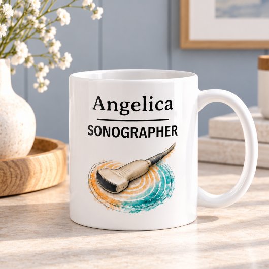 SONOGRAPHER 超音波検査技師の名前入り コーヒーマグカップ