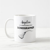 SONOGRAPHER Personalized Name Ultrasound Tech Gift コーヒーマグカップ (左)