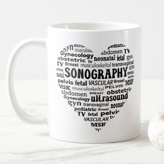 Sonography Specialty Black Heart Sonographer Gift コーヒーマグカップ