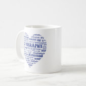 Sonography Specialty Blue Heart Sonographer Gift コーヒーマグカップ (正面左)