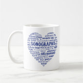 Sonography Specialty Blue Heart Sonographer Gift コーヒーマグカップ (左)