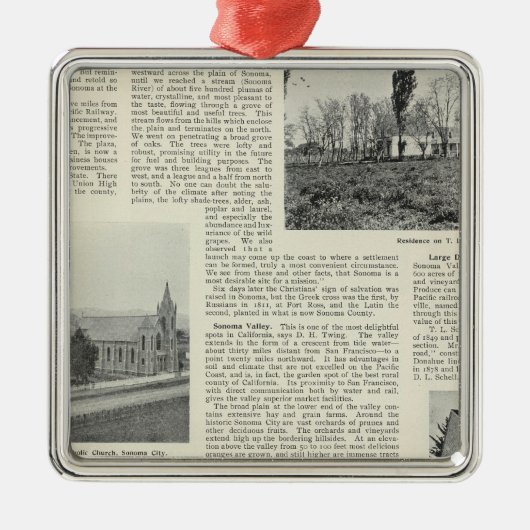 Sonoma、カリフォルニア メタルオーナメント (正面)