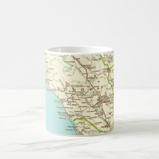 Sonoma CA Vintage Map Mug コーヒーマグカップ (中央)