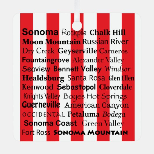 Sonoma Wine AVAs Ornament メタルオーナメント (正面)