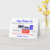 Sonsおもしろい誕生日カード。君はロボットか? カード (黄色い花)