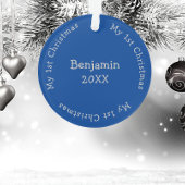 Sons初めてのクリスマスフォトブルーとシルバーの名前 オーナメント