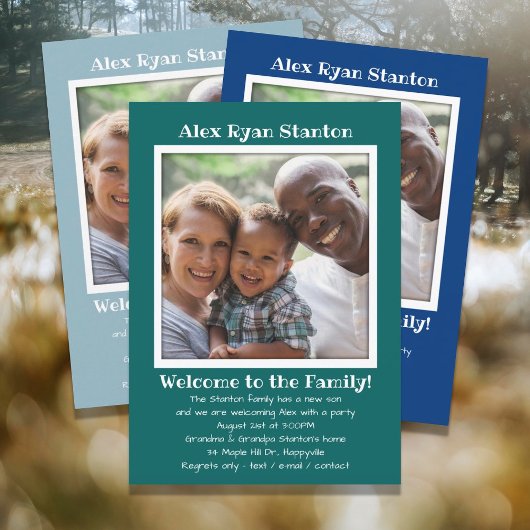 Sons養子写真パーティの招待状テンプレート 招待状