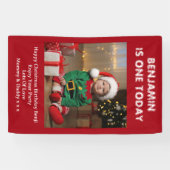 Sons First Birthday Party Photo Red Christmas 横断幕 (横)