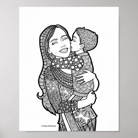 Son's love - Mother and Son Art Print ポスター (正面)