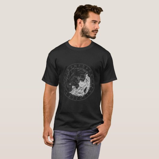 Sons Of Fenrir Skã¶Ll And I Ying Yang Wolf Tシャツ (正面フル)