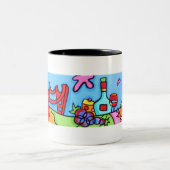 Sonyaパ-湾区域のワインのおもしろい-マグ ツートーンマグカップ (中央)