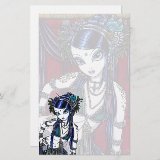 "Sonya"の種族の融合のベリーダンサーの文房具 便箋 (正面/裏面)