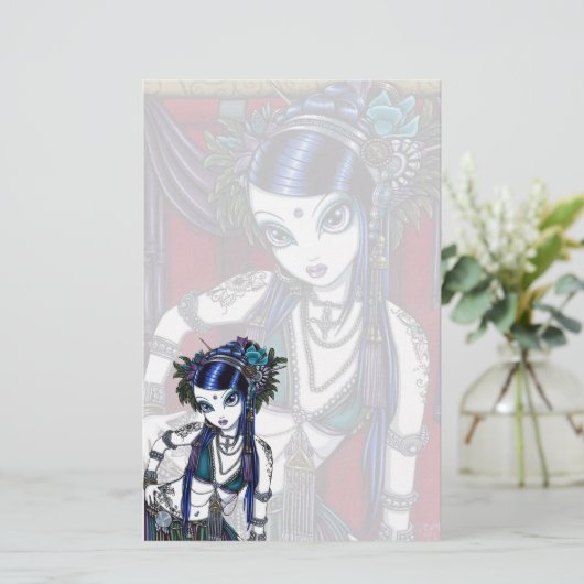 "Sonya"の種族の融合のベリーダンサーの文房具 便箋 (スタンド正面)