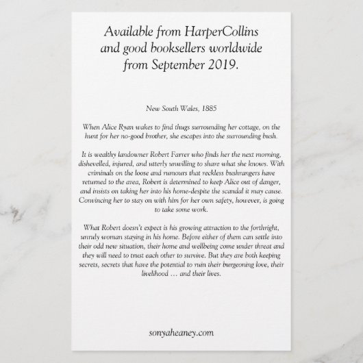 Sonya Heaneyによる地主の秘密 チラシ (裏面)