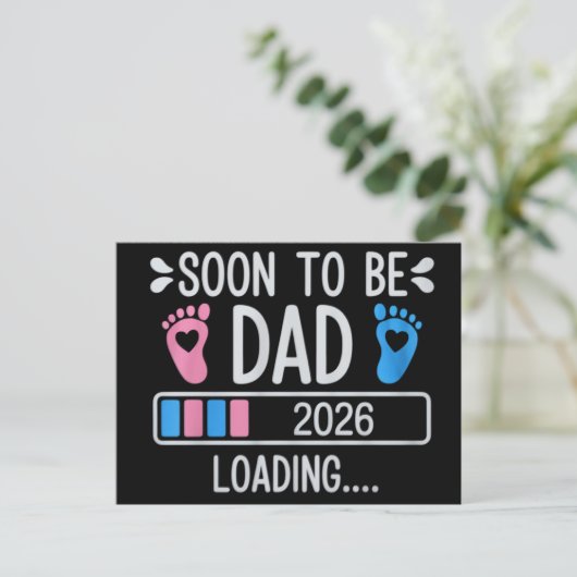 Soon to Be Dad 2026 Loading Pregnancy Announcement 案内ポストカード (スタンド正面)