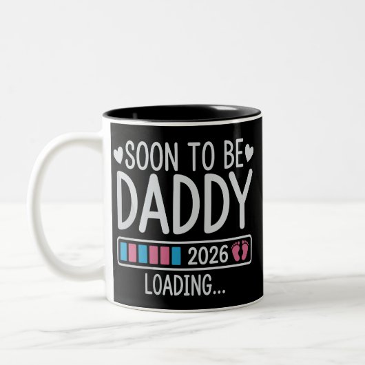Soon to Be Daddy 2026 Loading Pregnancy Announce ツートーンマグカップ (左)