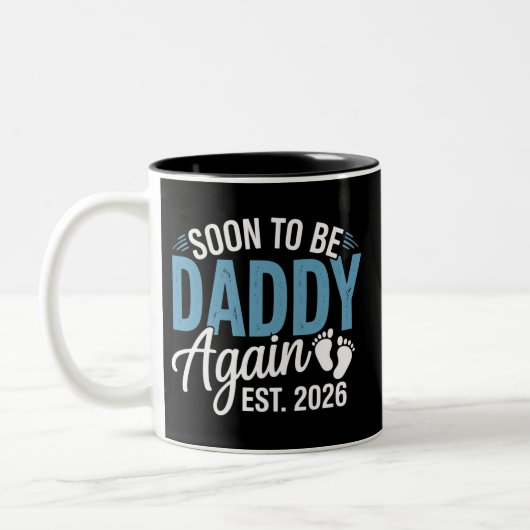 Soon to be Daddy Again Est 2026 Dad Baby Announce ツートーンマグカップ (左)