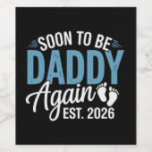 Soon to be Daddy Again Est 2026 Dad Baby Announce ワインラベル (シングルラベル)