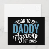 Soon to be Daddy Again Est 2026 Dad Baby Announce 案内ポストカード (正面/裏面)