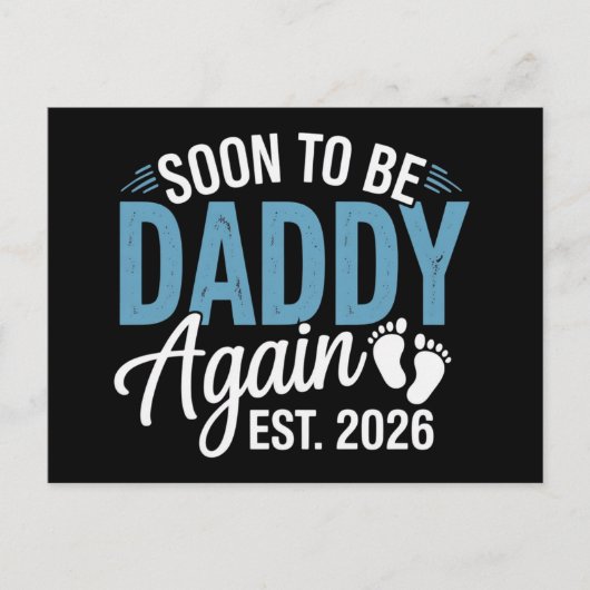 Soon to be Daddy Again Est 2026 Dad Baby Announce 案内ポストカード (正面)