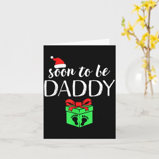 Soon To Be Daddy Christmas Funny Pregnancy Announc カード (黄色い花)