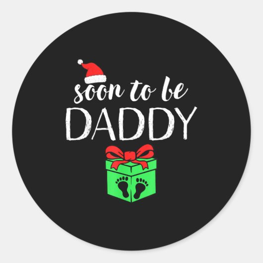 Soon To Be Daddy Christmas Funny Pregnancy Announc ラウンドシール (正面)