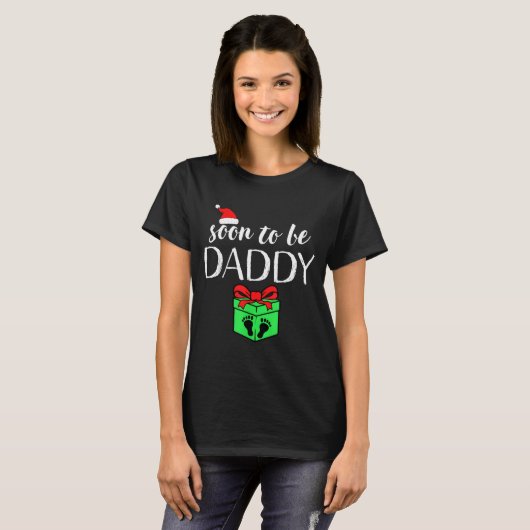 Soon To Be Daddy Christmas Funny Pregnancy Announc Tシャツ (正面フル)