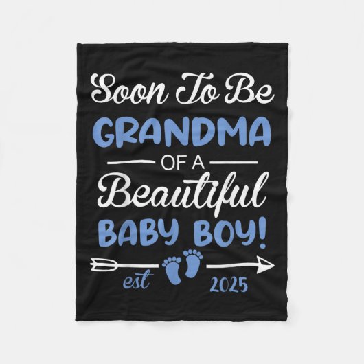Soon To Be Grandma Of Beautiful Baby Boy Reveal フリースブランケット (正面)