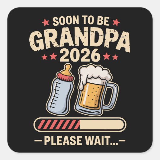 Soon to Be Grandpa Est 2026 Baby Announcement  スクエアシール (正面)