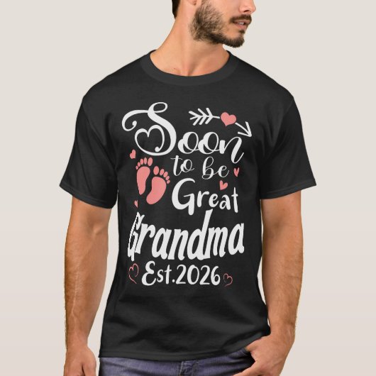 Soon To Be Great Grandma 2026 First Time Grandma Tシャツ (正面)