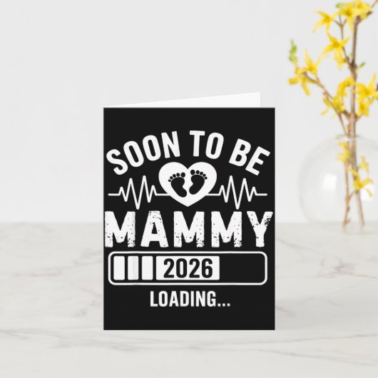 Soon To Be Mammy 26 Loading Pregnancy Announcement カード (黄色い花)