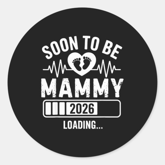 Soon To Be Mammy 26 Loading Pregnancy Announcement ラウンドシール (正面)