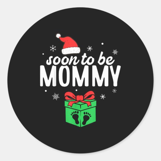 Soon To Be Mommy Christmas Funny Pregnancy Announc ラウンドシール (正面)