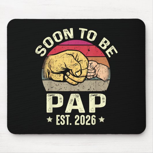Soon To Be Pap Est 2026 For New Papa Funny Fathers マウスパッド (正面)