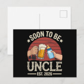 Soon To Be Uncle 2026 Retro Pregnancy Announcement 案内ポストカード (正面/裏面)