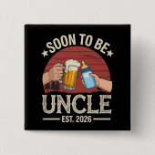 Soon To Be Uncle 2026 Retro Pregnancy Announcement 缶バッジ (正面)