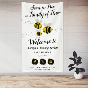 Soon To Bee A Family Of Three ベビーシャワー 横断幕