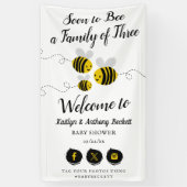 Soon To Bee A Family Of Three | Baby Shower 横断幕 (縦)
