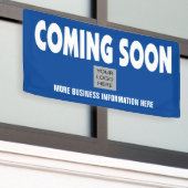 Soon With 来 Business Logo and Info Banner 横断幕 (ビルの外側)