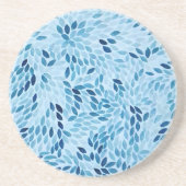 Soothing Blue Mosaic Petals Nature Pattern コースター (正面)